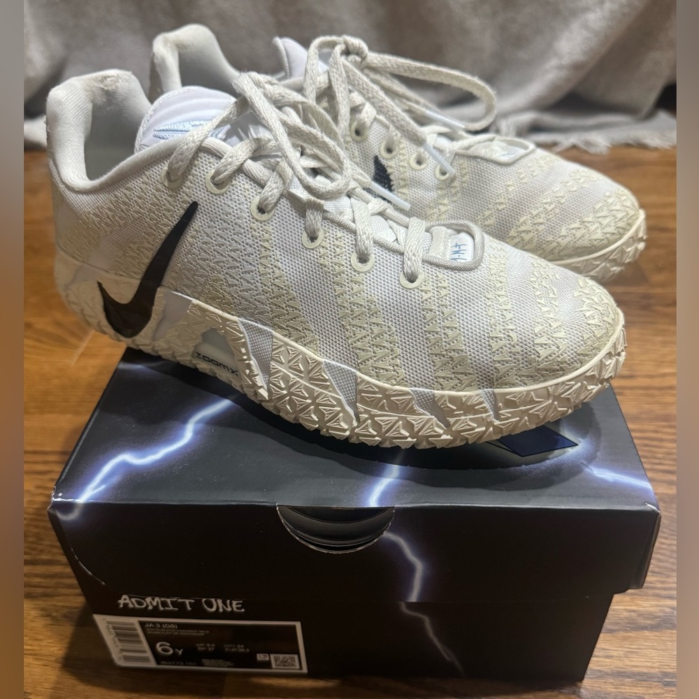 GUC, Nike Ja 3 basketball shoes, size 6 youth in white/black-coconut milk